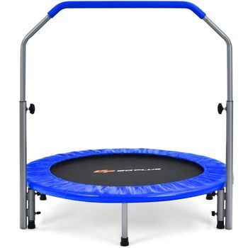 Mini Trampolín Plegable De Ø101 Cm Trampolín Fitness Con Asa Regulable En Altura Azul + Negro