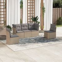 conjunto de sofas jardin con cojines 5 uds  mueble jardin mesa y sillas ratan sintetico beige cfw989669