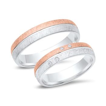 Alianzas 8 quilates oro blanco-rojo 4 diamantes