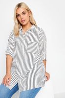 yours camisa blanca de finas rayas negras mujer curvy y tallas grandes yours