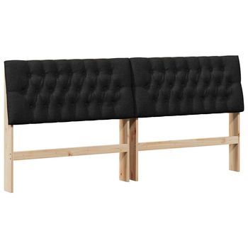 Cabecero Tapizado Negro 200 Cm Madera De Pino Macizo