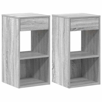 Juego De Mesitas De Noche - Mesillas De Noche Con Cajón Gris Sonoma 35x34x66,5 Cm Mc7073
