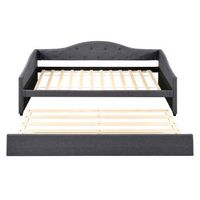 sofa cama 90x200cm  cama nido 90x190cm acolchado en tejido de lino gris colchon no incluido