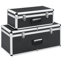 cajas de almacenamiento 2 unidades aluminio negro vidaxl