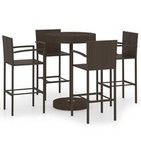 conjunto de bar para jardin 5 piezas  mueble de jardin ratan sintetico marron
