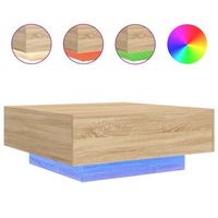 mesa de cafe - mesa de centro con luces led roble sonoma 80x80x31 cm