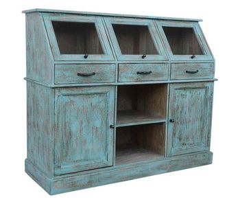 Aparador de madera azul 129x45x106