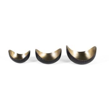 Set De Tres Cuencos Decorativos Fabricados En Metal Dorado