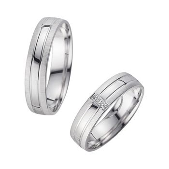 Alianzas oro blanco con diamantes ancho 5 mm