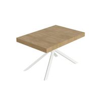 mesa extensible niket 130234x90 cm roble natural patas blancas