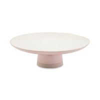soporte para tartas showstopper ceramica de gres redonda blanca y rosa