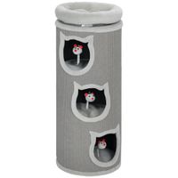pawhut torre rascadora 96 cm torre de 4 niveles con cama lavable 3 cuevas para dormir 38x38x96 cm gris   aosom espana