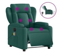 vidaxl sillon reclinable de masaje electrico tela verde oscuro