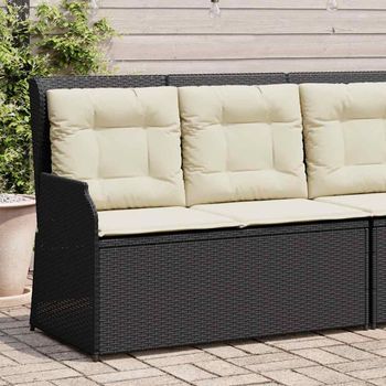 Sillón Reclinable De Jardín | Silla De Exterior Con Cojines Ratán Sintético Negro Cfw984051