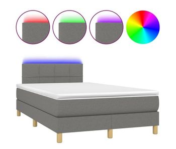 Cama box spring con colchón y led tela gris oscuro 120x200 cm bloques con cuadros