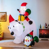 oso polar inflable de 210 cm papa noel montado en oso con pinguino bolsas de regalo caja de regalo decoracion inflable de navidad iluminada cfw52826