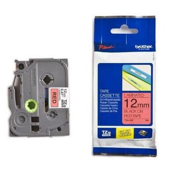 Brother TZe-431 Original P-Touch Label Tape (12mm x 8m) Black On Red