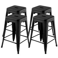 costway juego de 4 taburetes apilables de metal de barra con almohadillas de goma orificio de agarre para cocina comedor bar 42 x 42 x 61 cm