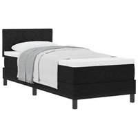 cama tipo box spring con cabecera manual negro 80 x 200 cm tela vidaxl