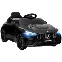 aiyaplay coche electrico infantil diseno mercedes motores 12v mando a distancia luces led musica para ninos de 3-6 anos negro   aosom espana