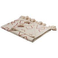 manta de algodon beige rojo 130 x 180 cm hecho a mano patron floral bhiwani