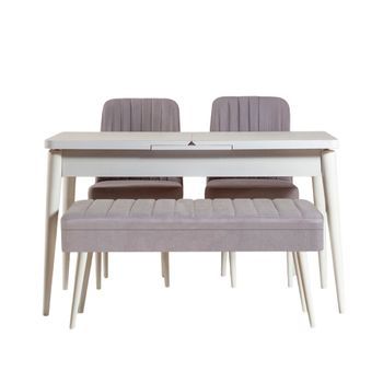 Set Mesa Comedor Extensible Y Sillas (4 Piezas) Vina 0701-3 Gris Blanco