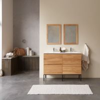 mueble de bano de roble macizo y ceramica de 120 cm