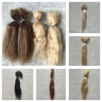 Lote de 10 piezas de cabello de 100% para muñecos Reborn, cabello de Mohair puro con Color dorado claro/marrón oscuro/dorado, accesorios para muñecos Reborn