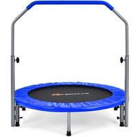 mini trampolin plegable de o101 cm trampolin fitness con asa regulable en altura azul  negro