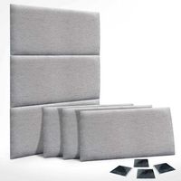 dhome juego de 6 paneles tapizados de tela de lujo pack autoadhesivos para pared acusticos absorbentes proteccion silver grey 60x60cm x6
