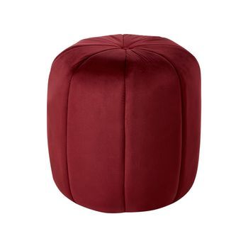 Puf Redondo Moderno De Terciopelo Glamuroso Sala De Estar Dormitorio Rojo Oscuro Selby