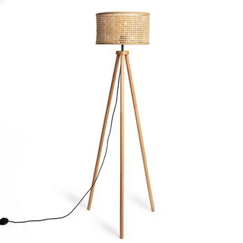 Lámpara De Pie Ratán Y Madera Adirane Natural