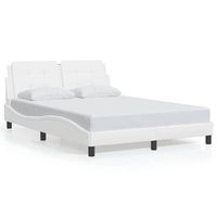 estructura de cama sin colchon zadar cuero sintetico blanco 140x200cm vidaxl
