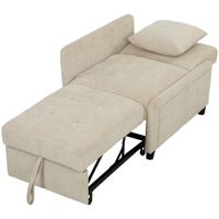 homcom sillon convertible 1 plaza sillon cama clic-clac 4 en 1 tapizado en chenilla respaldo ajustable asiento amplio beige   aosom espana