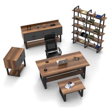 Conjunto De Muebles De Oficina Mn10-ba Antracita Barroco