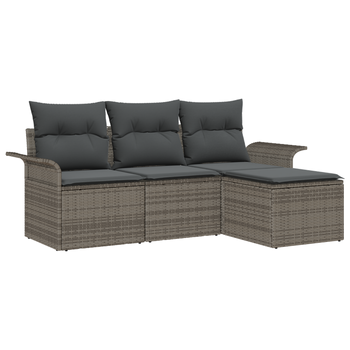 Juego De Sofás De Jardín De 4 Uds Con Cojines Gris Poliratán Cfw106297