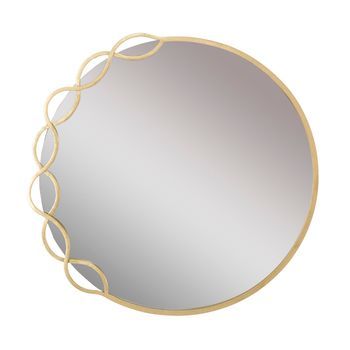 Espejo De Pared Redondo Lineal En Metal Dorado Cm 73,5x2x72