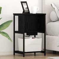 mesitas de noche 2 uds - mueble para dormitorio - madera y acero - roble negro 38x31x61cm
