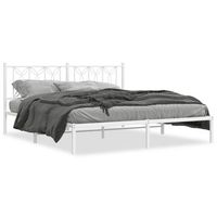 cama doble  cama para adultos  estructura de cama de metal con cabecero blanco 183x213 cm
