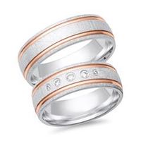 alianzas 8 quilates oro blanco-rojo 5 diamantes