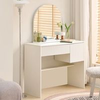 tocador moderno con espejo - mueble de dormitorio - mdf - blanco 90x40x135cm