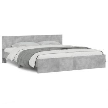 Estructura De Cama Con Cabecero Gris Hormigón 160x200 Cm Vidaxl