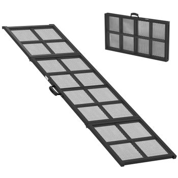 PawHut Rampa Plegable para Perros en Acero Escalera para Perros con Superficie Antideslizante Carga 180 kg 191x50x4 cm Negro   Aosom España