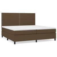 cama box spring con colchon tela marron oscuro 200x200 cm