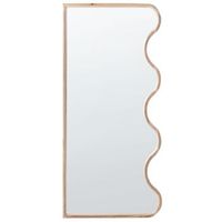 espejo de pared moderno colgante decorativo 150 x 69 cm marco de madera forma irregular madera clara murat