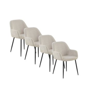 Pack 4 sillones tapizados en tela de pana blanca