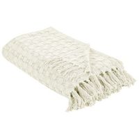 colcha manta decorativa con flecos algodon blanco 150 x 200 cm bere