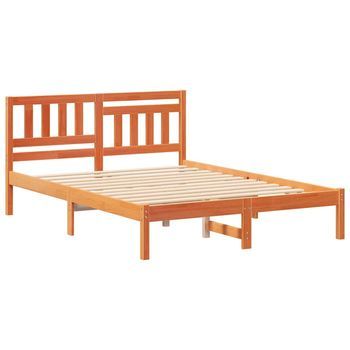Estructura De Cama Con Cabecera Marrón Cera 135 X 190 Cm