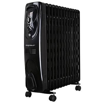 Aigostar Black Forest 33JIF – Radiador de aceite con ruedas y 13 elementos, 2500 Watios, dispone de 3 ajustes de potencia y control termostático de temperatura. Diseño exclusivo.