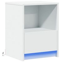 mesita de noche con cajon y led rgb 38 x 34 x 50 cm madera contrachapada blanca dec032766